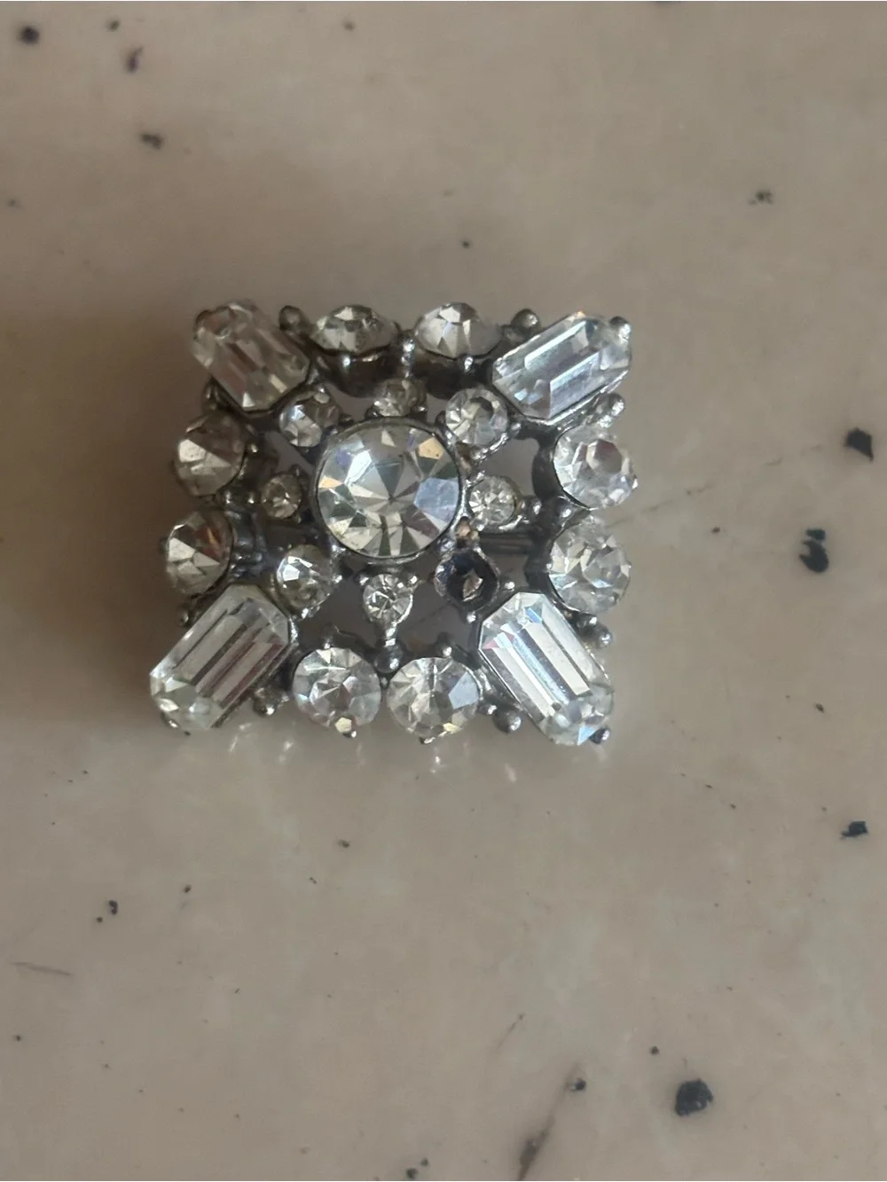 Retro 50s Rhinestone Brooch-As/Is - Picture 2 of 5